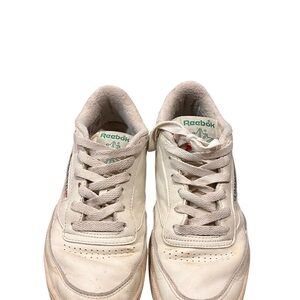 Reebok Off-White Leather Sneakers with Green Logo